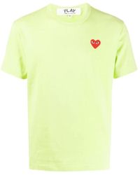 COMME DES GARÇONS PLAY - Grünes t-shirt mit kurzen ärmeln und herz - Lyst