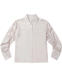 Munthe - Camisa de seda femenina con mangas drapeadas - Lyst