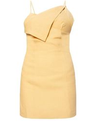 Jacquemus Drap Linen Slip Dress - Geel