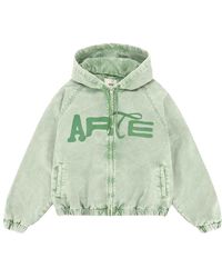 Arte' - Hoodies & Sweatvesten ,Groen ,Katoen Canvas Hooded Jacket - Lyst