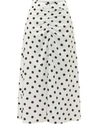Fiorucci - Rokken ,Wit ,Leer Polka Dot Gathered Midi Rok - Lyst