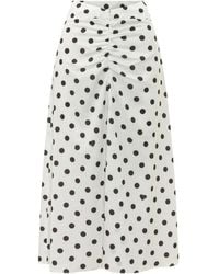 Fiorucci - Rokken ,Wit ,Leer Polka Dot Gathered Midi Rok - Lyst