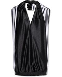 Balenciaga - Kleedjes ,Zwart ,Leer Korte Jurk Met V-Hals - Lyst