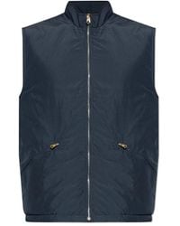 Paul Smith - Jassen ,Blauw ,Leer Gewatteerd Vest Met Opstaande Kraag - Lyst