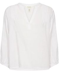 Part Two - Weiße bluse mit falten und v-ausschnitt - Lyst