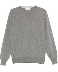 Brunello Cucinelli - Grauer Cashmere Rundhalsausschnitt Pullover Stilvoll Öko - Lyst