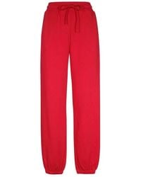 MSGM - Broeken ,Rood ,Katoen Bedrukte Katoenen Joggingbroek - Lyst