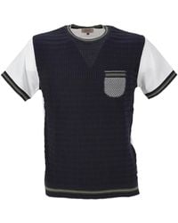Bob - Blaues Rundhals-T-Shirt Mit Tasche - Lyst