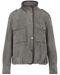 Brunello Cucinelli - Suede Utility Jacket - Lyst