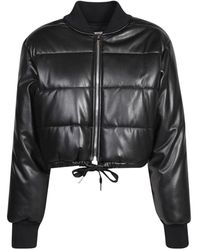 MSGM - Chaqueta negra acolchada de cuero sintético - Lyst