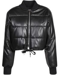 MSGM - Chaqueta negra acolchada de cuero sintético - Lyst