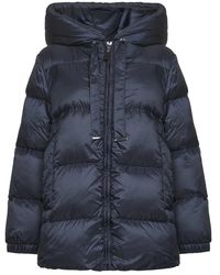 Max Mara - Blauwe Gewatteerde Jas Met Capuchon - Lyst