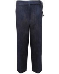 Armani - Broeken ,Blauw ,Katoen Gekreukelde Broeken - Lyst