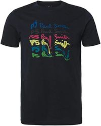Paul Smith - Tops ,Zwart ,Katoen T-Shirt Logo Onda - Lyst