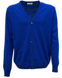 Roy Rogers - Truien & Vesten ,Blauw ,Wol Cardigan Con Bottoni Scollo A V - Lyst