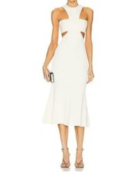 McQueen - Midi Fitted Ribgebreide Jurk - Lyst