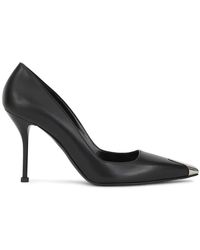 McQueen - Schwarze leder-punktpumps - absatzhöhe: 9 cm - Lyst