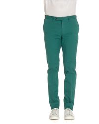 PT Torino - Pantaloni verdi in gabardine di cotone stretch - Lyst