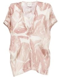 Alysi - V-Hals Blouse Met Korte Mouwen - Lyst