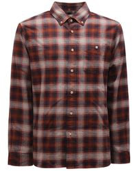 Woolrich - Overhemden ,Bruin ,Oranje Geruite Flanellen Overhemd - Lyst