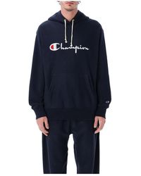 Champion - Hoodies & Sweatvesten ,Blauw ,Logo Hoodie - Lyst