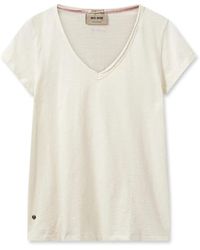Mos Mosh - Basic V-Ausschnitt Tee Top Ecru - Lyst