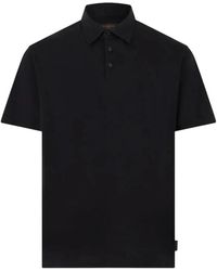 Zanone - Tops ,Zwart ,Katoen Polo Mc - Lyst