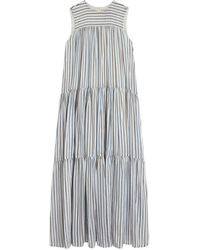 Semicouture - Kleedjes ,Veelkleurig ,Katoen Gestreept Katoenen Mousseline Jurk - Lyst