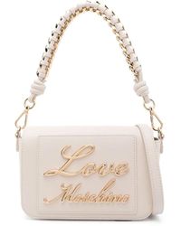 Love Moschino - Ivory logo tasche mit abnehmbarem griff - Lyst