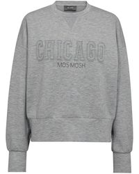 Mos Mosh - Hoodies & Sweatvesten ,Grijs ,Polyester Grijze Melange Sweatshirt Met Geborduurd Logo - Lyst