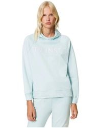Twinset - Hoodies & Sweatvesten ,Groen ,Katoen Raglan Hoodie Van Katoen - Lyst