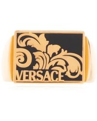 Versace - Anello con logo - Lyst