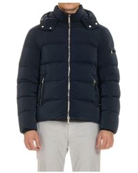 Moorer - Jassen ,Blauw ,Polyester Blauwe Bomberjack Brett-Os Stijl - Lyst