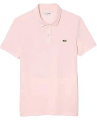 Lacoste - Tops ,Roze ,Gebreide Polo Shirt Slim Fit - Lyst
