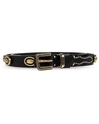 Etro - Accessoires ,Zwart ,Leer Leren Riem Met Applicaties - Lyst