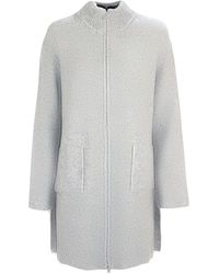 Kangra - Truien & Vesten ,Grijs ,Wol Seed-Stitch Gebreide Jas - Lyst