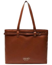 Liu Jo - Braune einkaufstasche mit metalllogo - Lyst