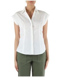 Pennyblack - Camisa de algodón de manga corta con cuello en v - Lyst