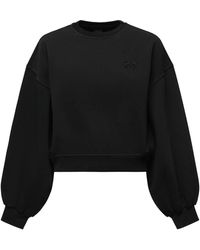 Pinko - Schwarzer Baumwollpullover, Lockerer Schnitt, Lange Ärmel - Lyst