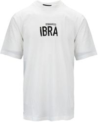 DSquared² - Tops ,Wit ,Katoen Slip-On T-Shirt Met 'Ibra' - Lyst