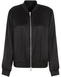 ARMANI EXCHANGE - Jassen ,Zwart ,Polyester Zwarte Blouson Jas Voor Vrouwen - Lyst