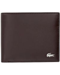 Lacoste - Accessoires ,Bruin ,Katoen Medium Fg Leather Billfold - Lyst