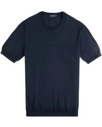 Fay - Truien & Vesten ,Blauw ,Katoen T-Shirt Met Korte Mouwen - Lyst