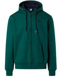 North Sails - Hoodies & Sweatvesten ,Groen ,Katoen Full Zip Hoodie - Lyst