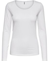 ONLY - Slim fit rundhals langarm top - Lyst