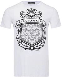 Billionaire - Magliette bianca con stampa logo in cotone - Lyst