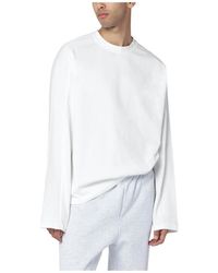 Entire studios - Tops ,Wit ,Katoen T-Shirt Girocollo Manica Lunga - Lyst