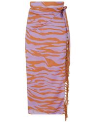 The Attico - Badmode ,Veelkleurig ,Katoen Zebra-Print Pareo Rok - Lyst