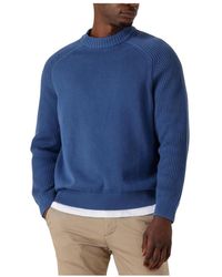 SELECTED - Truien & Vesten ,Blauw ,Wol Blauwe Gebreide Mock Neck Trui - Lyst