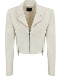 Pinko - Chaqueta Blanca De Crepe Con Cierre De Cremallera, Mujer, Talla - Lyst